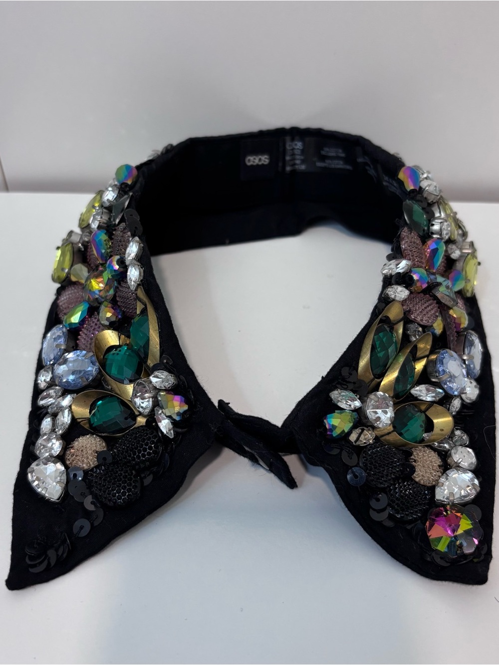ASOS Black Embellished Detachable Collar with Multi-Colored Stones